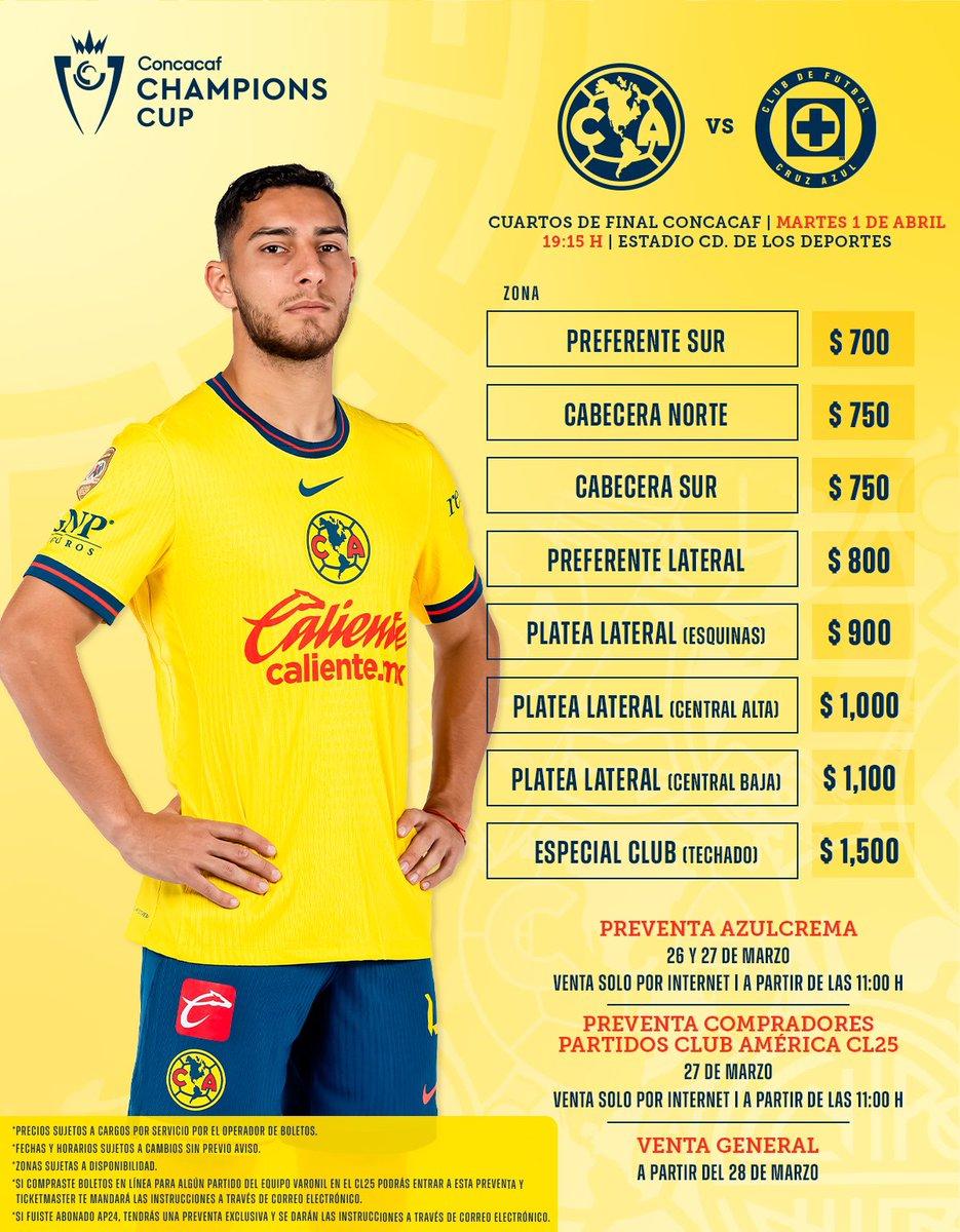 América vs Cruz Azul: precios y fechas para comprar boletos en Concachampions