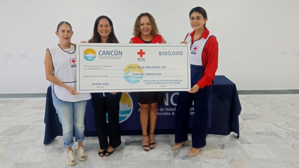 Asociación de Hoteles de Cancún, Puerto Morelos e Isla Mujeres dona $100,000 MXN a la Cruz Roja Mexicana