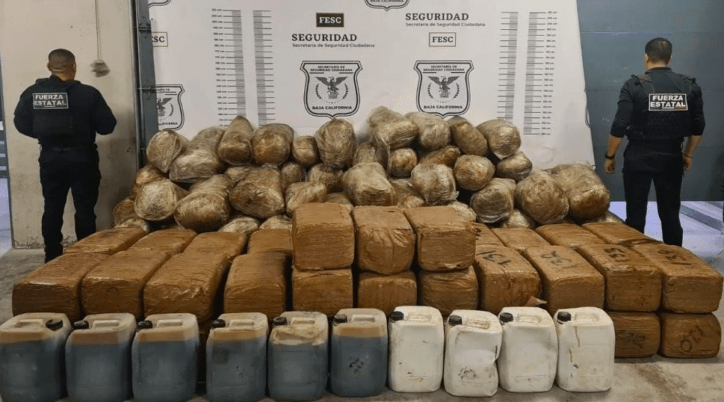 Droga decomisada en Baja California
