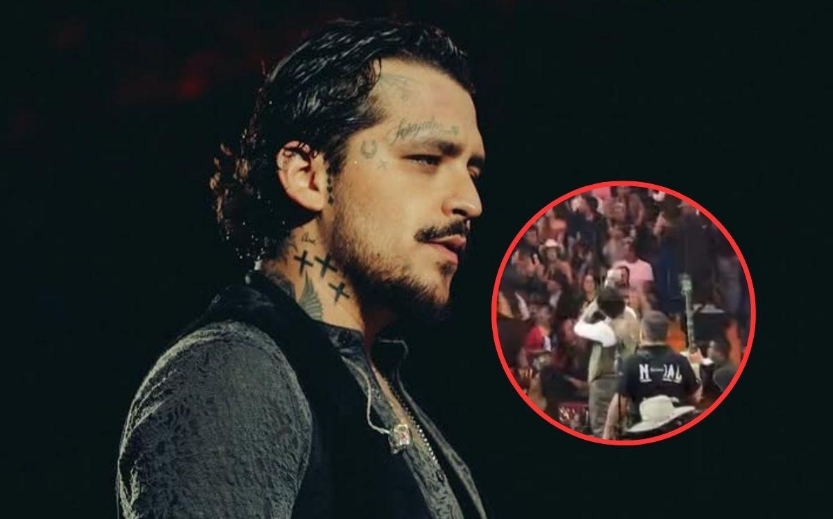 Christian Nodal interrumpe show en Texcoco por ataque con bebidas