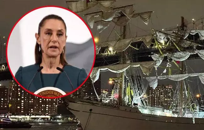 Claudia Sheinbaum lamenta tragedia en el Buque Cuauhtémoc: dos marinos muertos