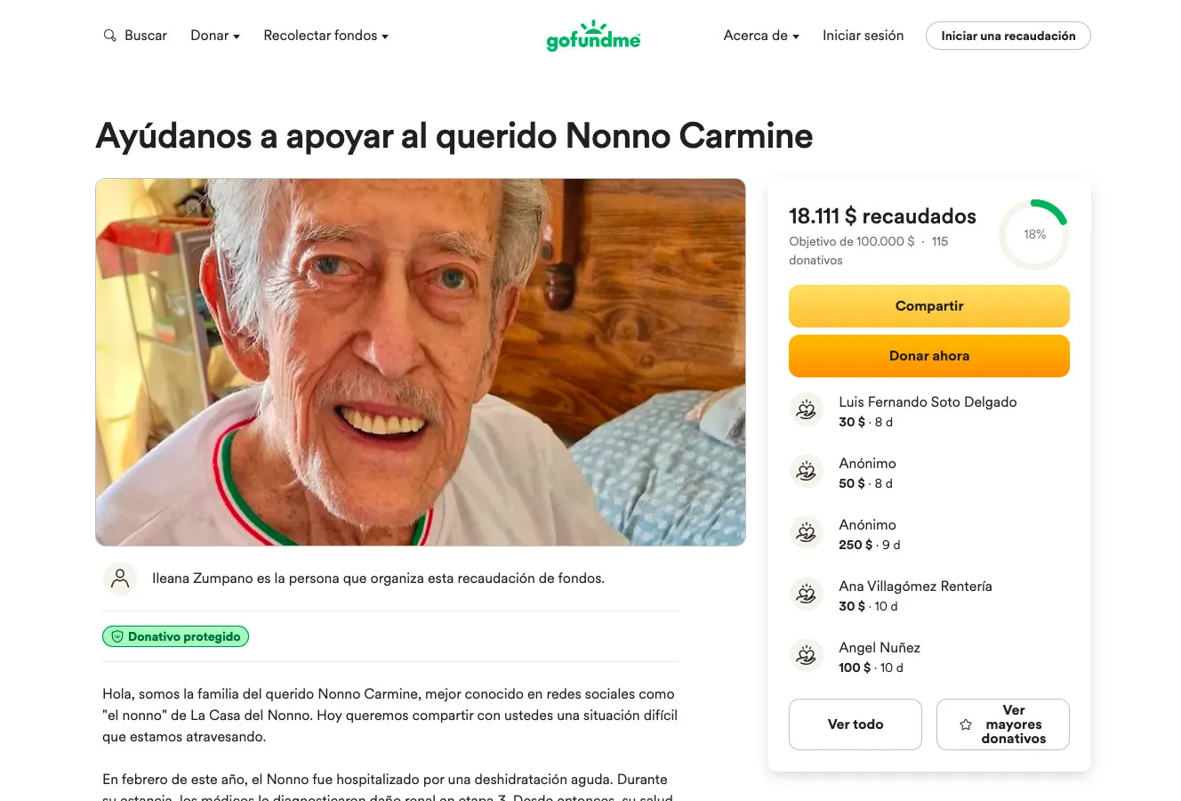 Nonno Carmine pide ayuda: el influencer de la tercera edad lucha por su salud