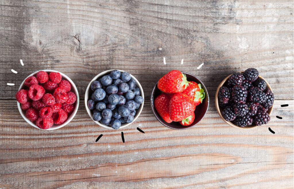 Frutillas vs arándanos