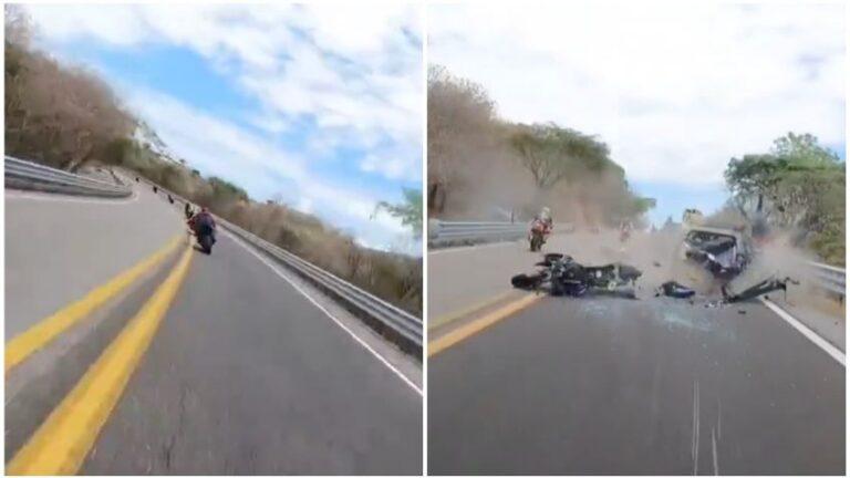 Fuerte choque de motociclistas en autopista Taxco-Zacapalco