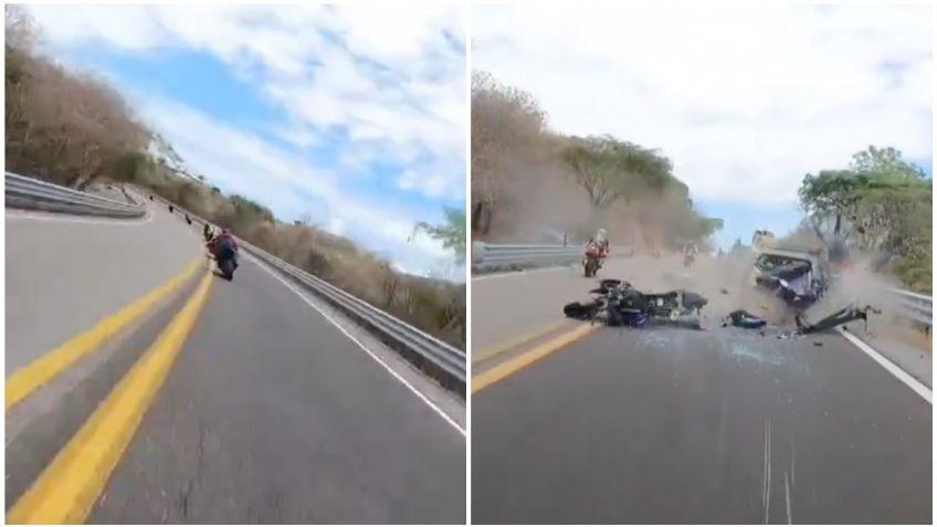 Fuerte choque de motociclistas en autopista Taxco-Zacapalco