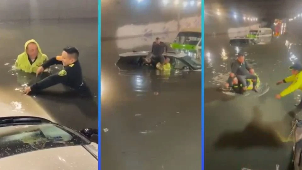 Policía héroe: Rescate impactante en inundación de Río Churubusco