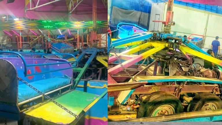 Accidente en juego mecánico Expo Guadalupe: Pareja cae del 'Canguro'