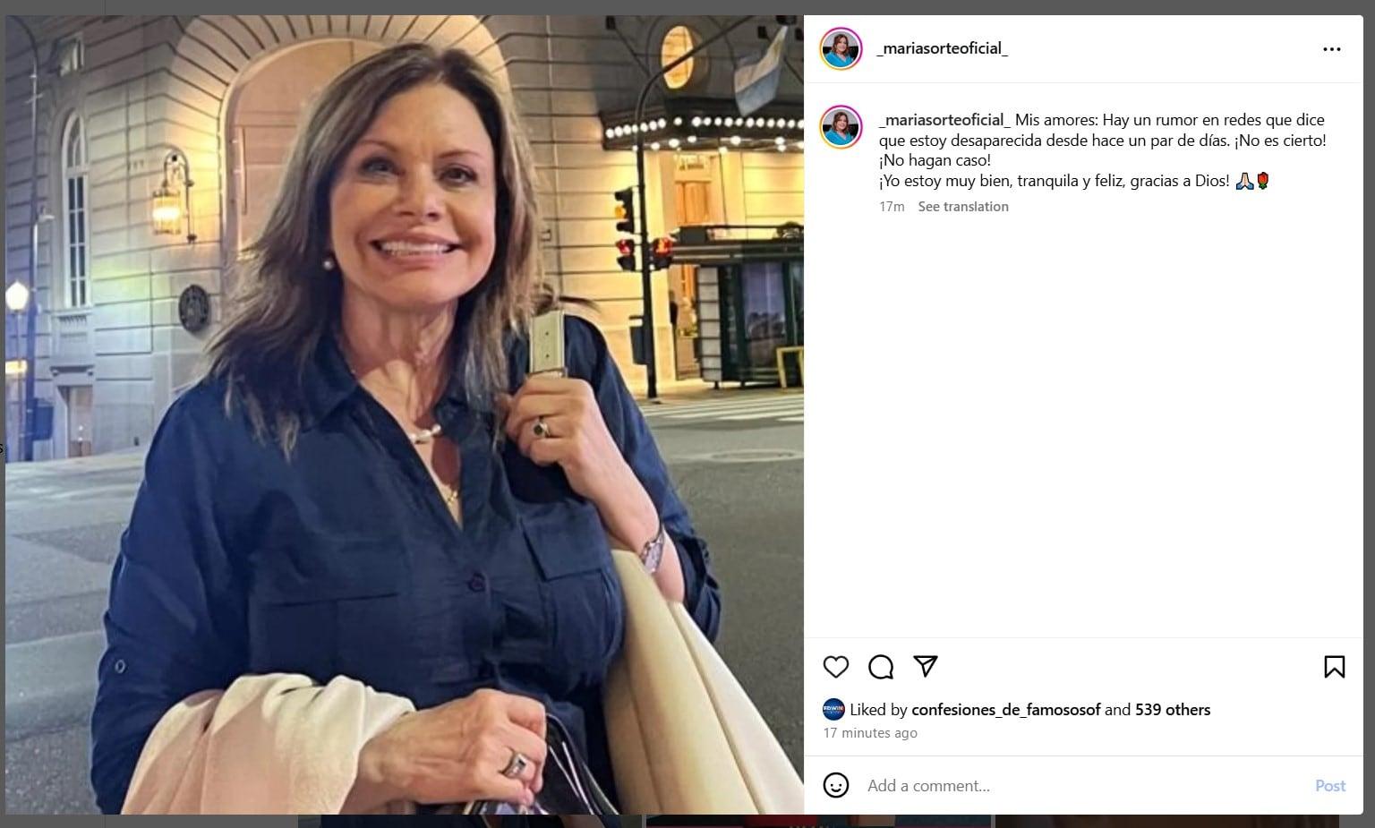 Desaparición de María Sorté: La actriz rompe el silencio y aclara todo