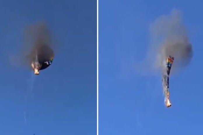 Globo aerostático incendio: Pasajeros saltan de canasta