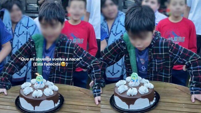 Niño Matías pide deseo de cumpleaños a su abuela fallecida en TikTok a boy with a cakeNiño Matías pide deseo de cumpleaños a su abuela fallecida en TikTok