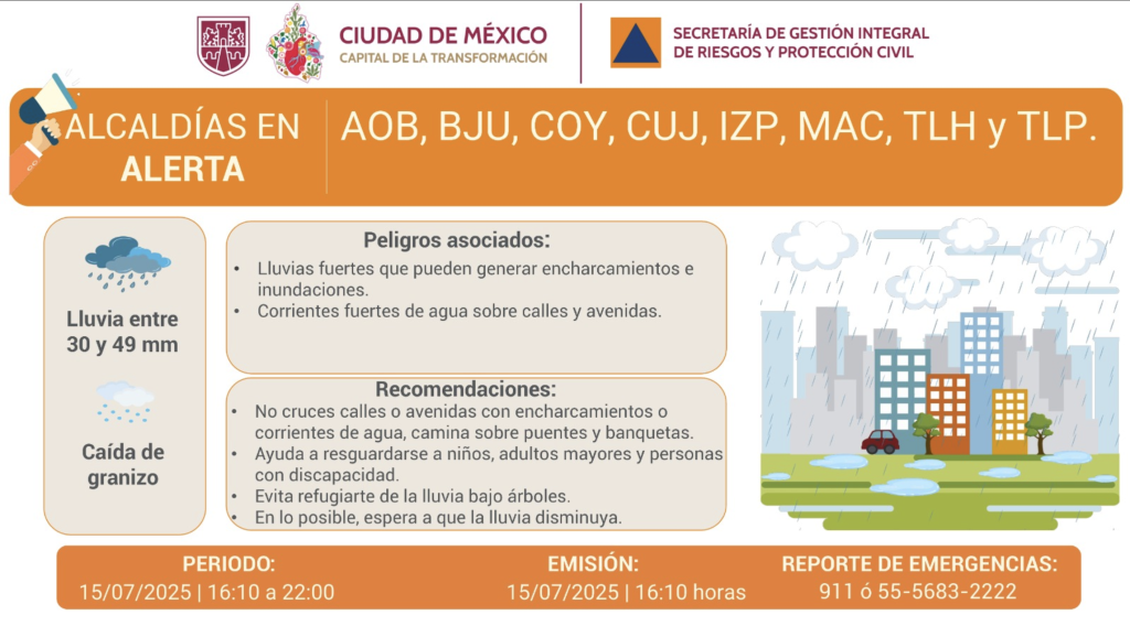 Alerta Naranja en Cdmx: Fuertes Lluvias Azotan Alcaldías este 15 de Julio