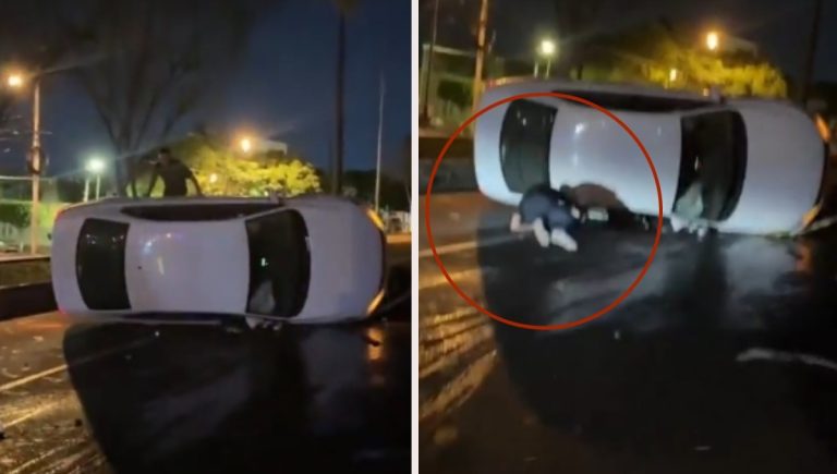 Al estilo de La Mufasa: Joven ebrio vuelca en Querétaro e intenta huir