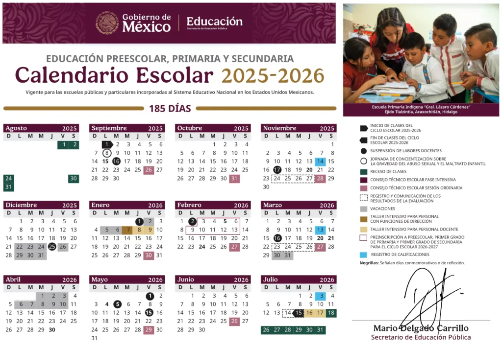 Calendario escolar 2025-2026 de la SEP: Puentes y días festivos clave
