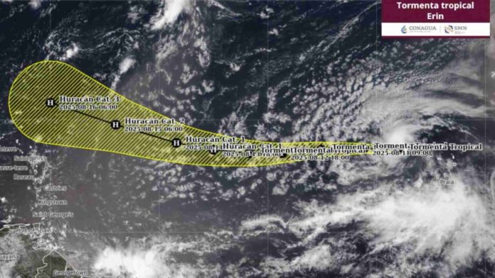 Tormenta tropical Erin- Amenaza creciente y potencial de huracán mayor Tormenta tropical Erin: Amenaza creciente y potencial de huracán mayor