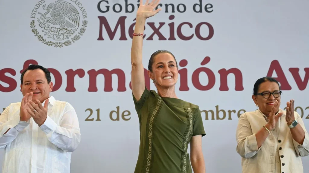 Claudia Sheinbaum defiende legado de López Obrador en Yucatán