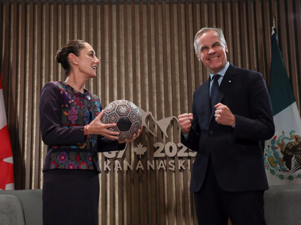 Claudia Sheinbaum y primer ministro de Canadá reviven Mundial '86