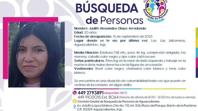 Buscan a Judith Alexandra, embarazada desaparecida en Aguascalientes