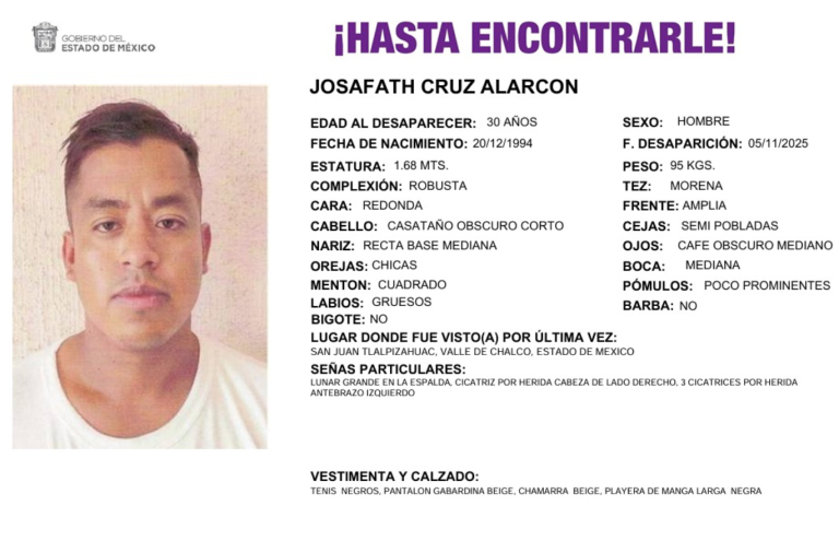 Desaparición en Valle de Chalco: Los datos urgentes de la búsqueda de Josafath Cruz Alarcón