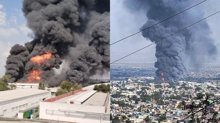 Gigantesca columna de humo por incendio en Ecatepec, estado de México