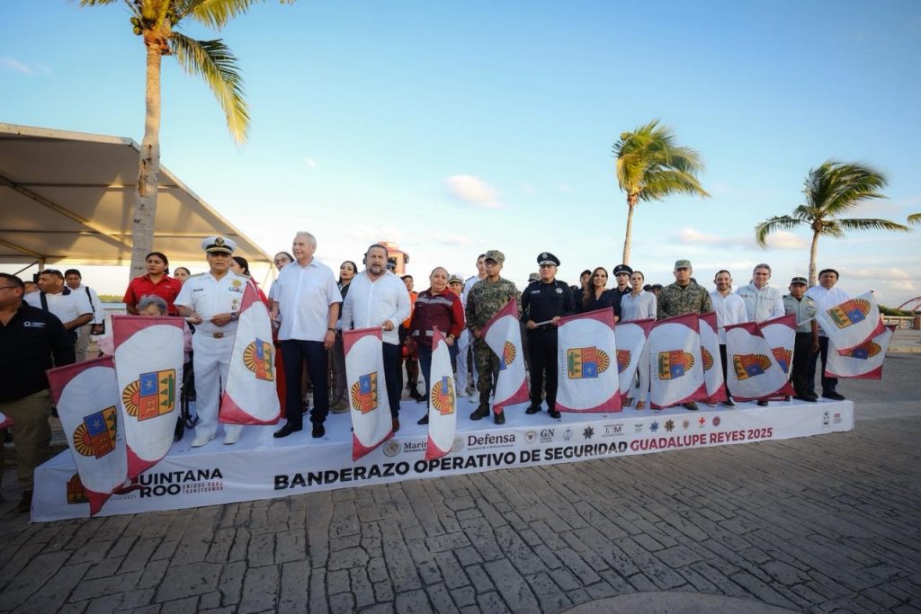 La gobernadora Mara Lezama dio el banderazo al Operativo Guadalupe–Reyes 2025 en Cancún, con más de 7,700 elementos de seguridad para proteger a turistas y residentes durante la temporada decembrina.
