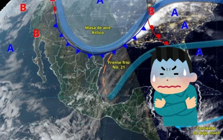 El frente frío 21 desata vientos de 90 km/h y enfriamiento récord en México